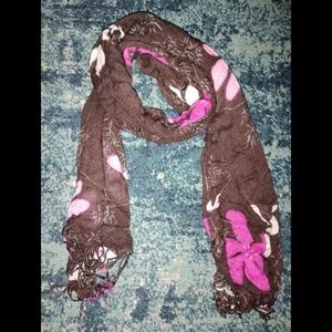 Brown and Pink Floral Scarf